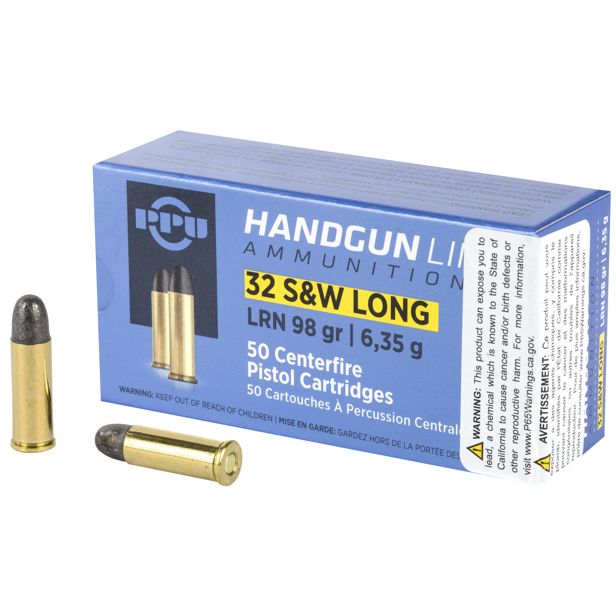 i Partizan Pistol 32 S&W Long 98 Grain Lead Round Nose 50 Round Box PPH32SW Ammo