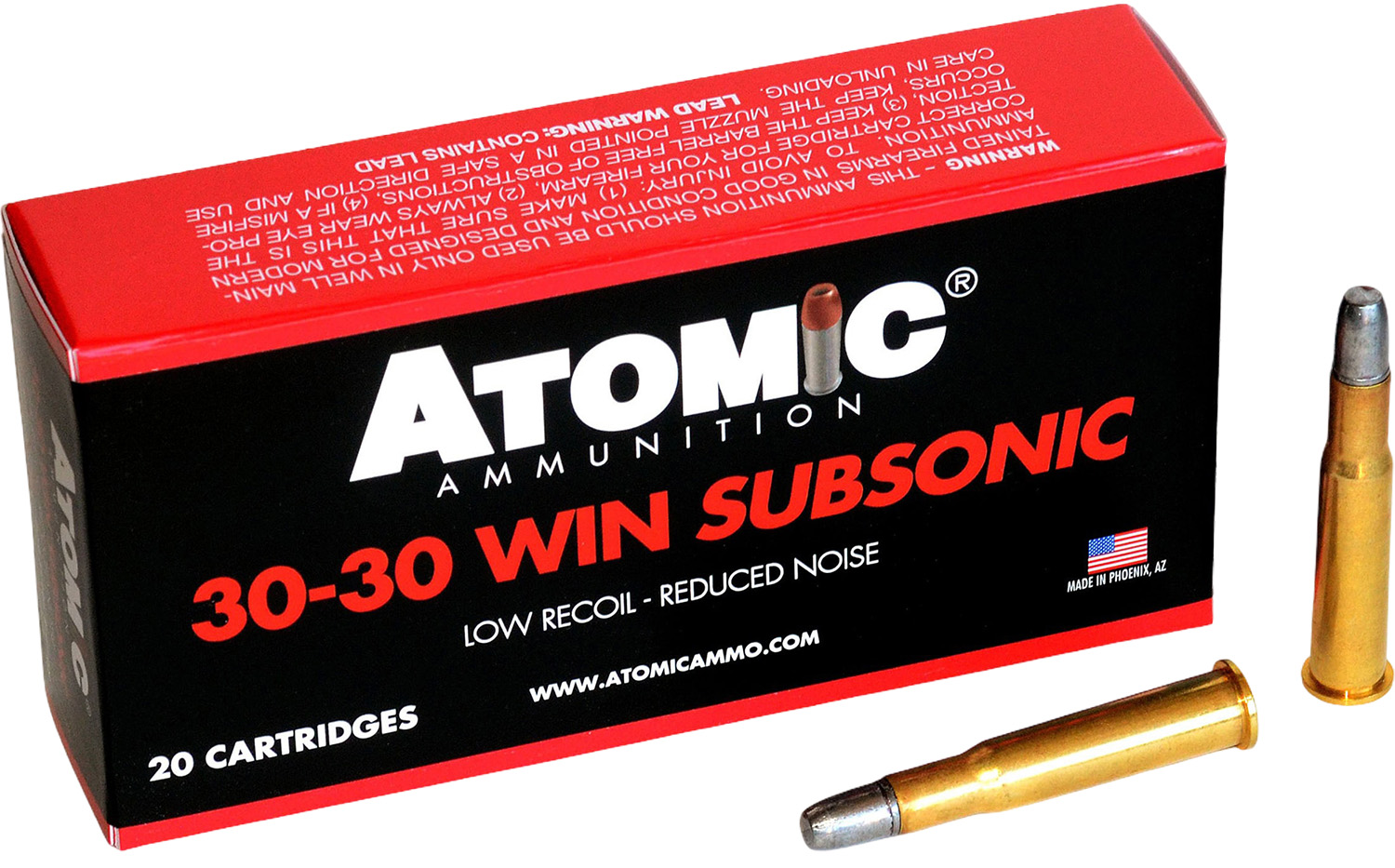 mic Ammunition 00410 Subsonic 30-30Win 165gr Lead Round Nose Flat Point 20 Per Box/10 Case Ammo