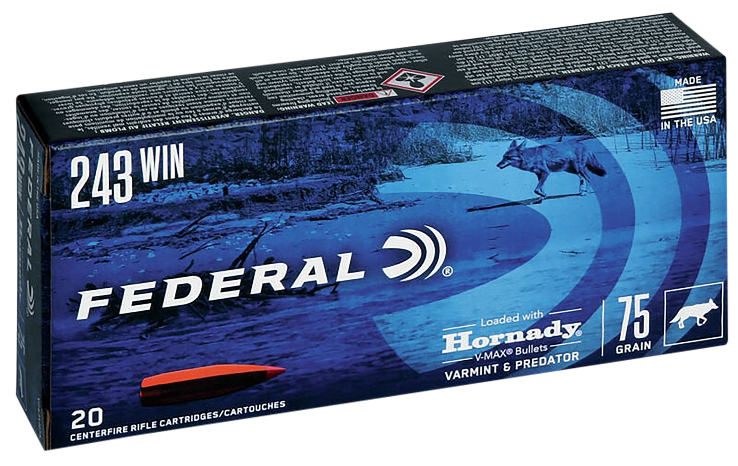 eral Varmint & Predator 243 Win. 75 Gr. V-Max 20 Rd. Ammo