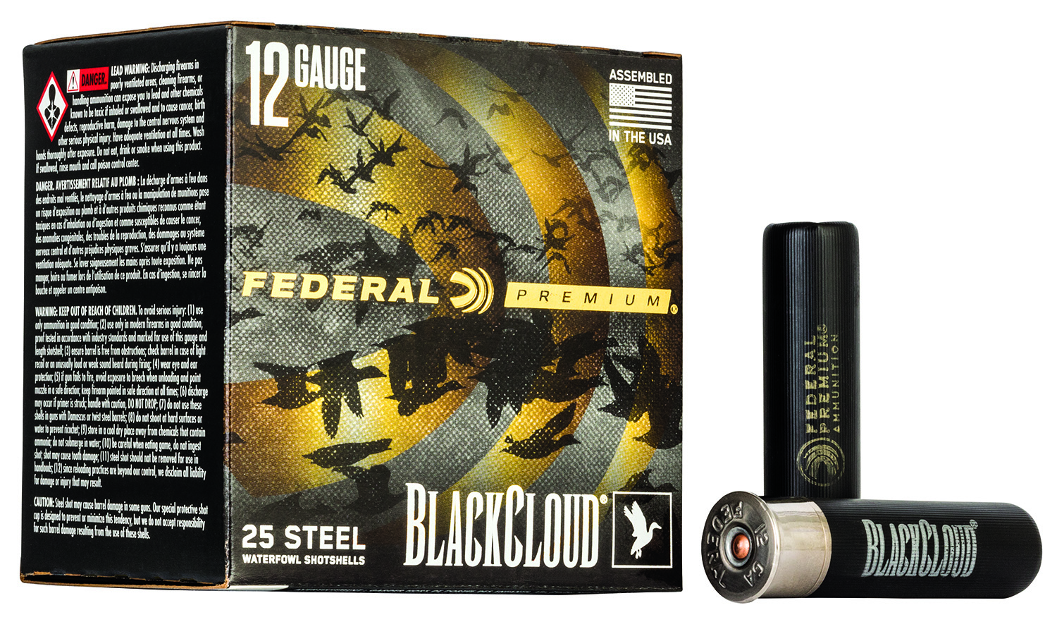 eral Premium Black Cloud FS Steel With Flightcontrol Flex Wad 12 Gauge 3.5 #2 1 1/2oz Steel Shot 25 Round Box PWBX1342 Ammo